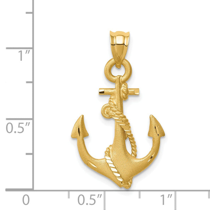 Lovely Rita's Pendants & Charms 14K Yellow Gold Brushed D.C Finish Anchor Rope Design Pendant