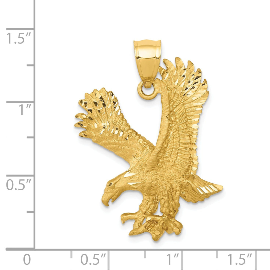 Lovely Rita's Pendants & Charms 14k Yellow Gold Brushed Satin Diamond Cut Texture Finish Mens Eagle Charm Pendant