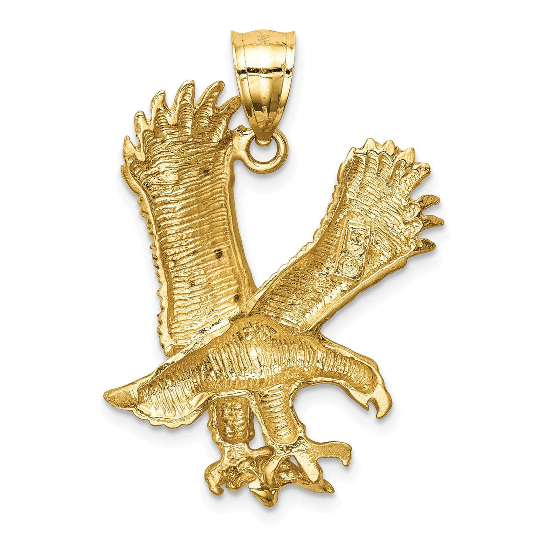Lovely Rita's Pendants & Charms 14k Yellow Gold Brushed Satin Diamond Cut Texture Finish Mens Eagle Charm Pendant
