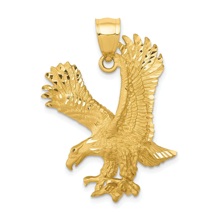 Lovely Rita's Pendants & Charms 14k Yellow Gold Brushed Satin Diamond Cut Texture Finish Mens Eagle Charm Pendant