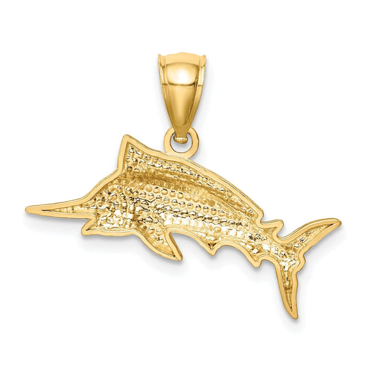 Lovely Rita's Pendants & Charms 14k Yellow Gold Brushed Solid Diamond Cut Finish Sailfish Charm Pendant