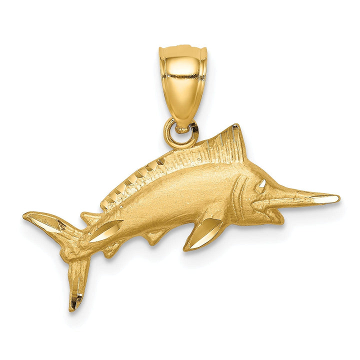 Lovely Rita's Pendants & Charms 14k Yellow Gold Brushed Solid Diamond Cut Finish Sailfish Charm Pendant