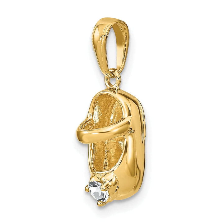 Lovely Rita's Pendants & Charms 14k Yellow Gold C.Z Stone 3 D Baby Shoe Charm