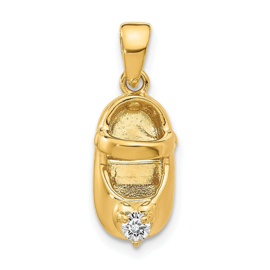 Lovely Rita's Pendants & Charms 14k Yellow Gold C.Z Stone 3 D Baby Shoe Charm