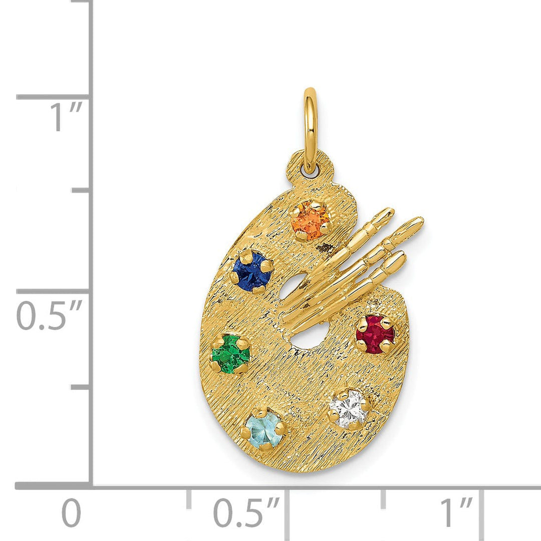 Lovely Rita's Pendants & Charms 14k Yellow Gold C.Z Stones Artist Palette Charm