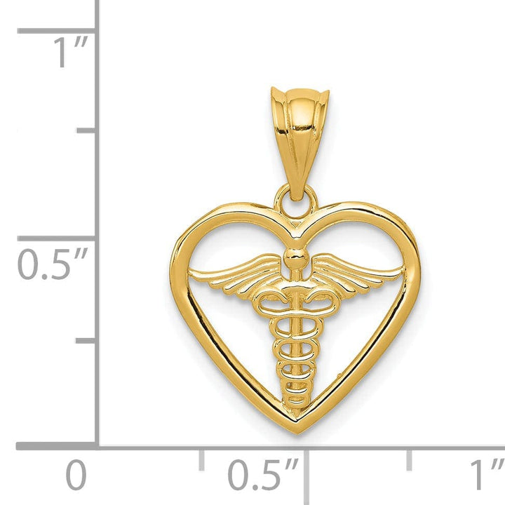 Lovely Rita's Pendants & Charms 14k Yellow Gold Caduceus Heart Medical Pendant