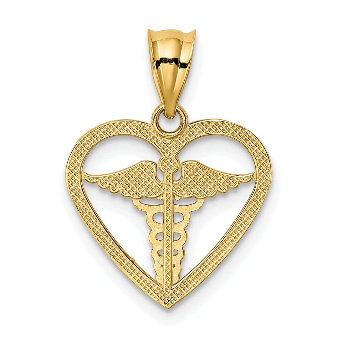 Lovely Rita's Pendants & Charms 14k Yellow Gold Caduceus Heart Medical Pendant