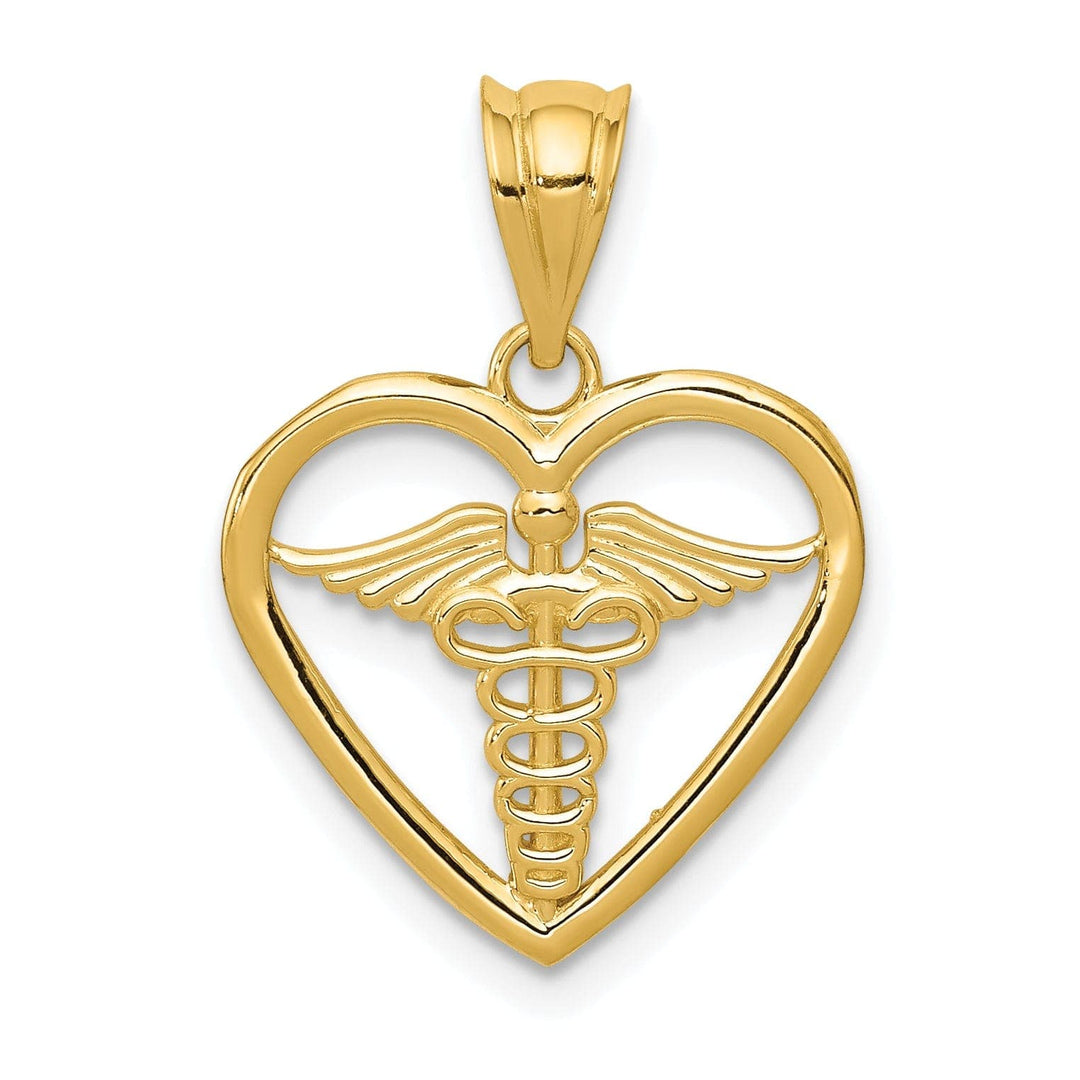 Lovely Rita's Pendants & Charms 14k Yellow Gold Caduceus Heart Medical Pendant