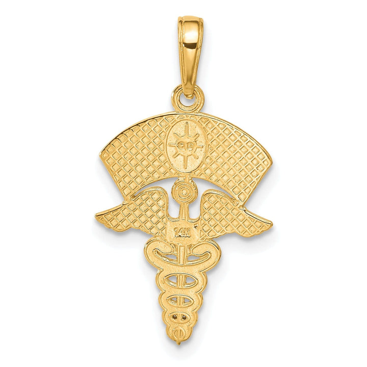 Lovely Rita's Pendants & Charms 14k Yellow Gold Caduceus Nurses Cap Pendant