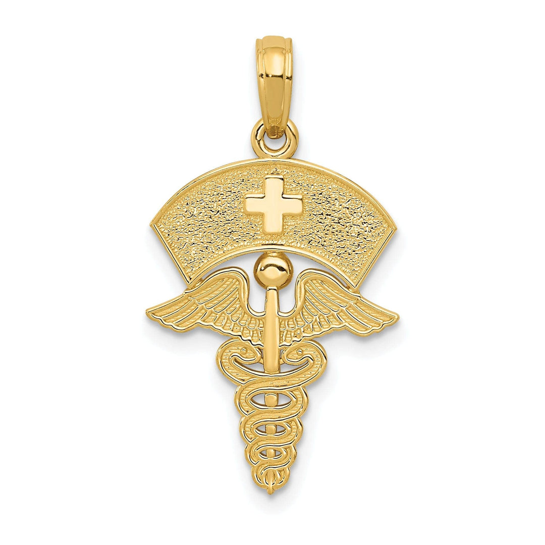 Lovely Rita's Pendants & Charms 14k Yellow Gold Caduceus Nurses Cap Pendant