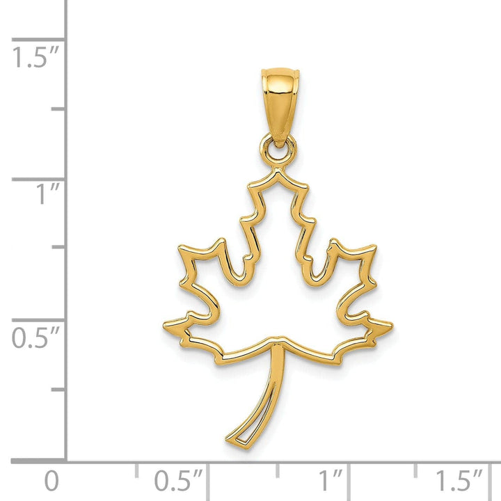 Lovely Rita's Pendants & Charms 14k Yellow Gold Casted Flat Back Solid Polished Finish Cut Out Maple Leaf Charm Pendant