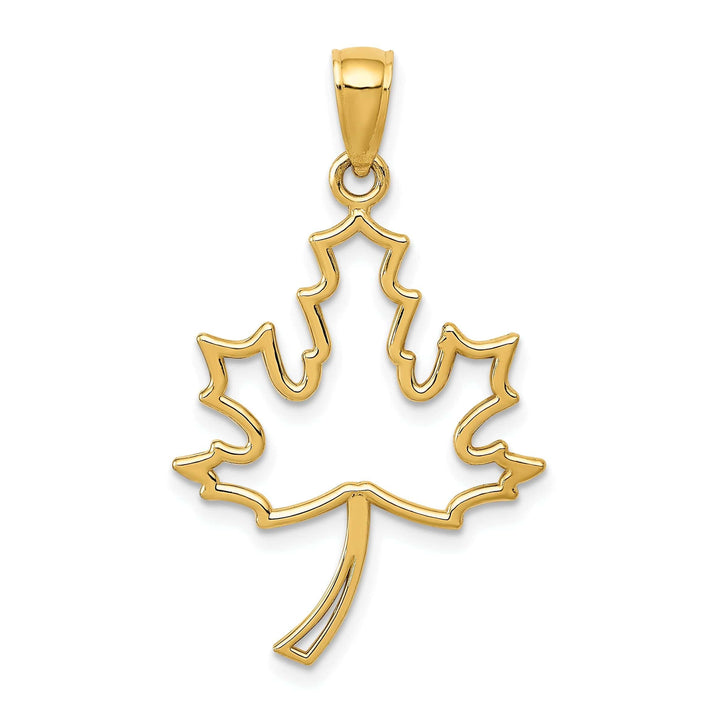 Lovely Rita's Pendants & Charms 14k Yellow Gold Casted Flat Back Solid Polished Finish Cut Out Maple Leaf Charm Pendant