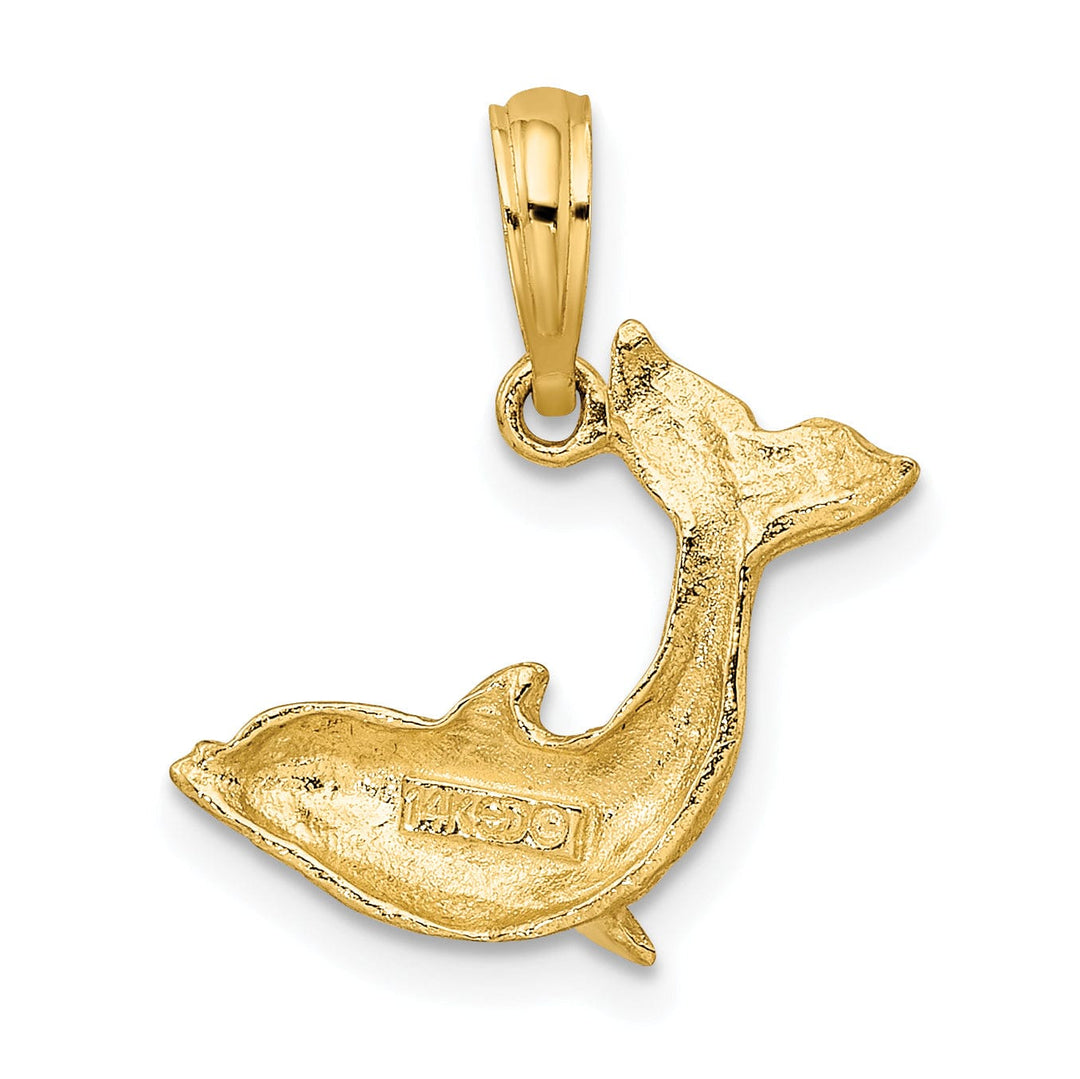 Lovely Rita's Pendants & Charms 14k Yellow Gold Casted Open Back Polished Finish Jumping Dolphin Charm Pendant