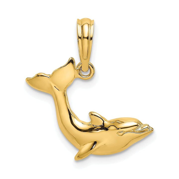 Lovely Rita's Pendants & Charms 14k Yellow Gold Casted Open Back Polished Finish Jumping Dolphin Charm Pendant