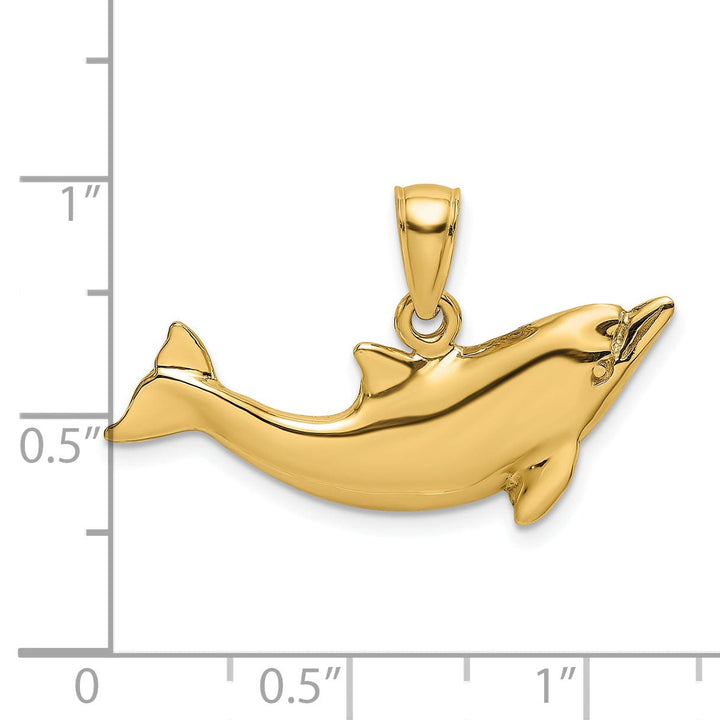 Lovely Rita's Pendants & Charms 14k Yellow Gold Casted Open Back Polished Finish Solid Dolphin Charm Pendant