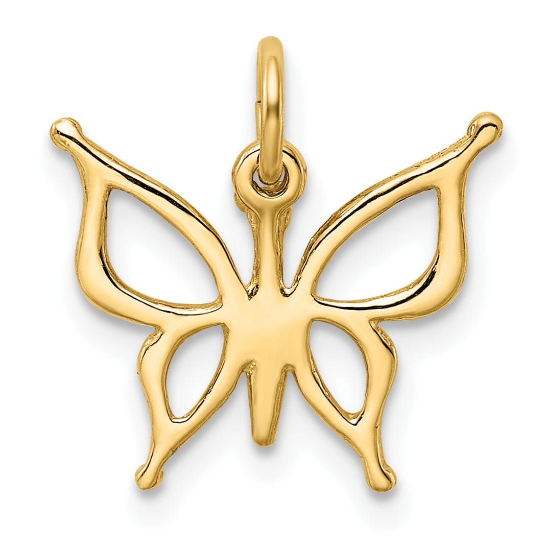 Lovely Rita's Pendants & Charms 14k Yellow Gold Casted Open Back Solid Polished Butterfly Charm Pendant