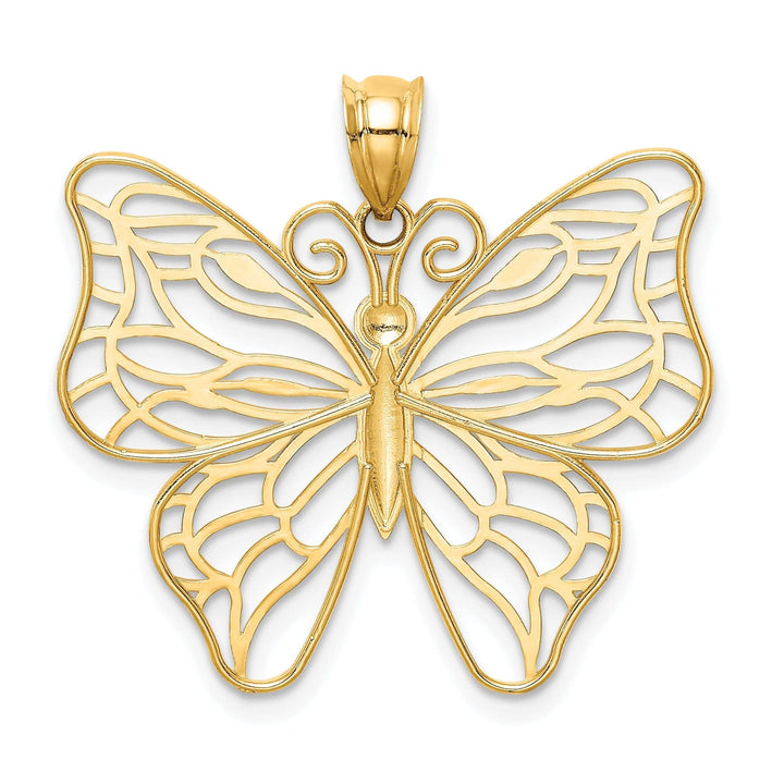 Lovely Rita's Pendants & Charms 14k Yellow Gold Casted Open Back Solid Polished Finish Large Butterfly Charm Pendant