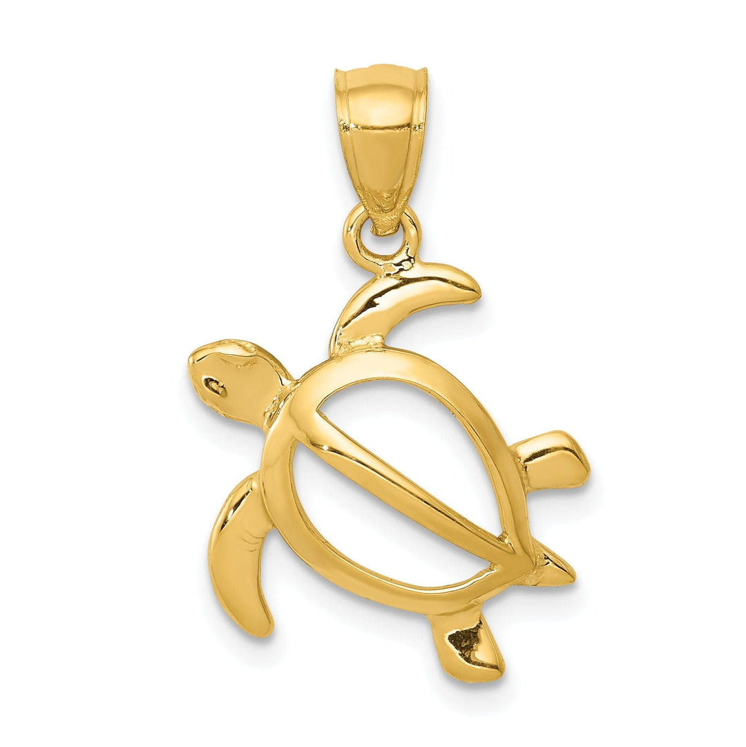 Lovely Rita's Pendants & Charms 14k Yellow Gold Casted Open Back Solid Polished Finish Men's Open Turtle Charm Pendant