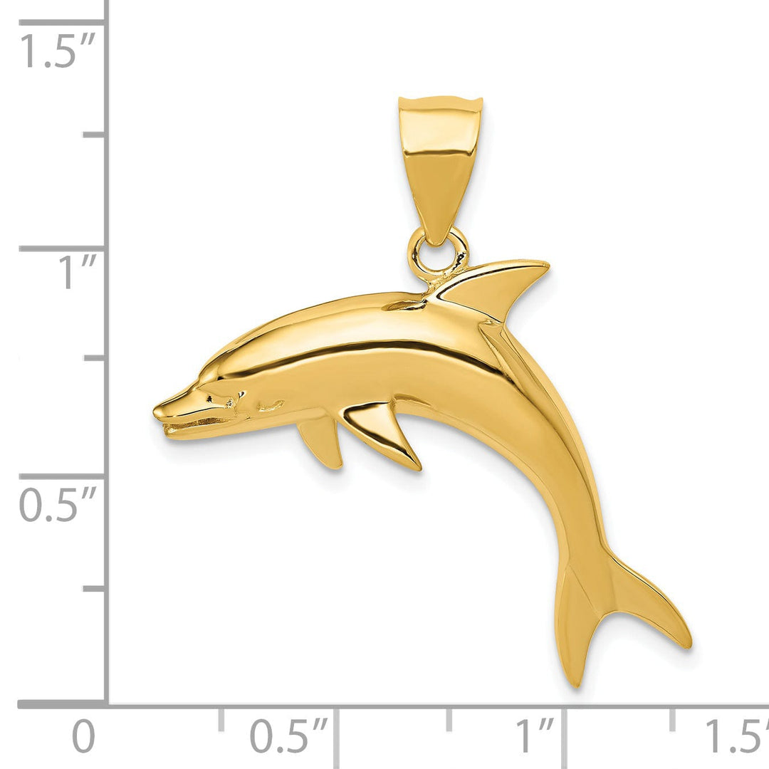 Lovely Rita's Pendants & Charms 14k Yellow Gold Casted Polished Finish Solid Dolphin Charm Pendant