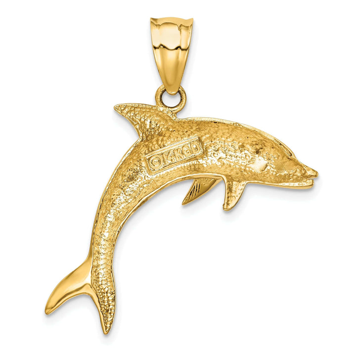 Lovely Rita's Pendants & Charms 14k Yellow Gold Casted Polished Finish Solid Dolphin Charm Pendant