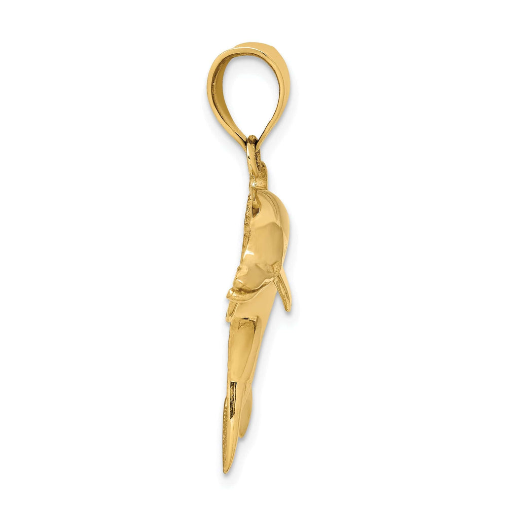 Lovely Rita's Pendants & Charms 14k Yellow Gold Casted Polished Finish Solid Dolphin Charm Pendant