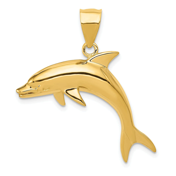 Lovely Rita's Pendants & Charms 14k Yellow Gold Casted Polished Finish Solid Dolphin Charm Pendant