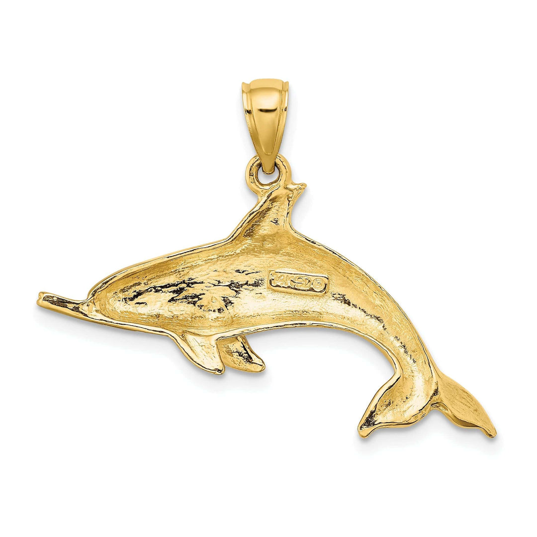 Lovely Rita's Pendants & Charms 14k Yellow Gold Casted Polished Finish Solid Swimming Dolphin Charm Pendant