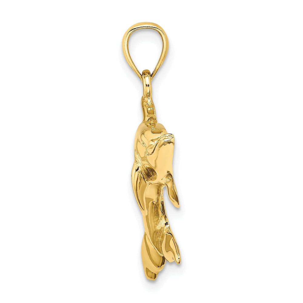 Lovely Rita's Pendants & Charms 14k Yellow Gold Casted Polished Finish Solid Swimming Dolphin Charm Pendant