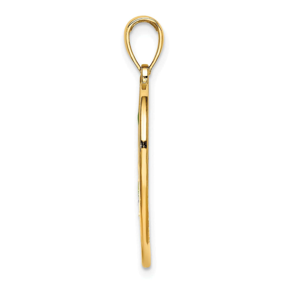 Lovely Rita's Pendants & Charms 14k Yellow Gold Casted Solid Multi-colored Enamel Polished Finish Dolphins In Heart Charm Pendant