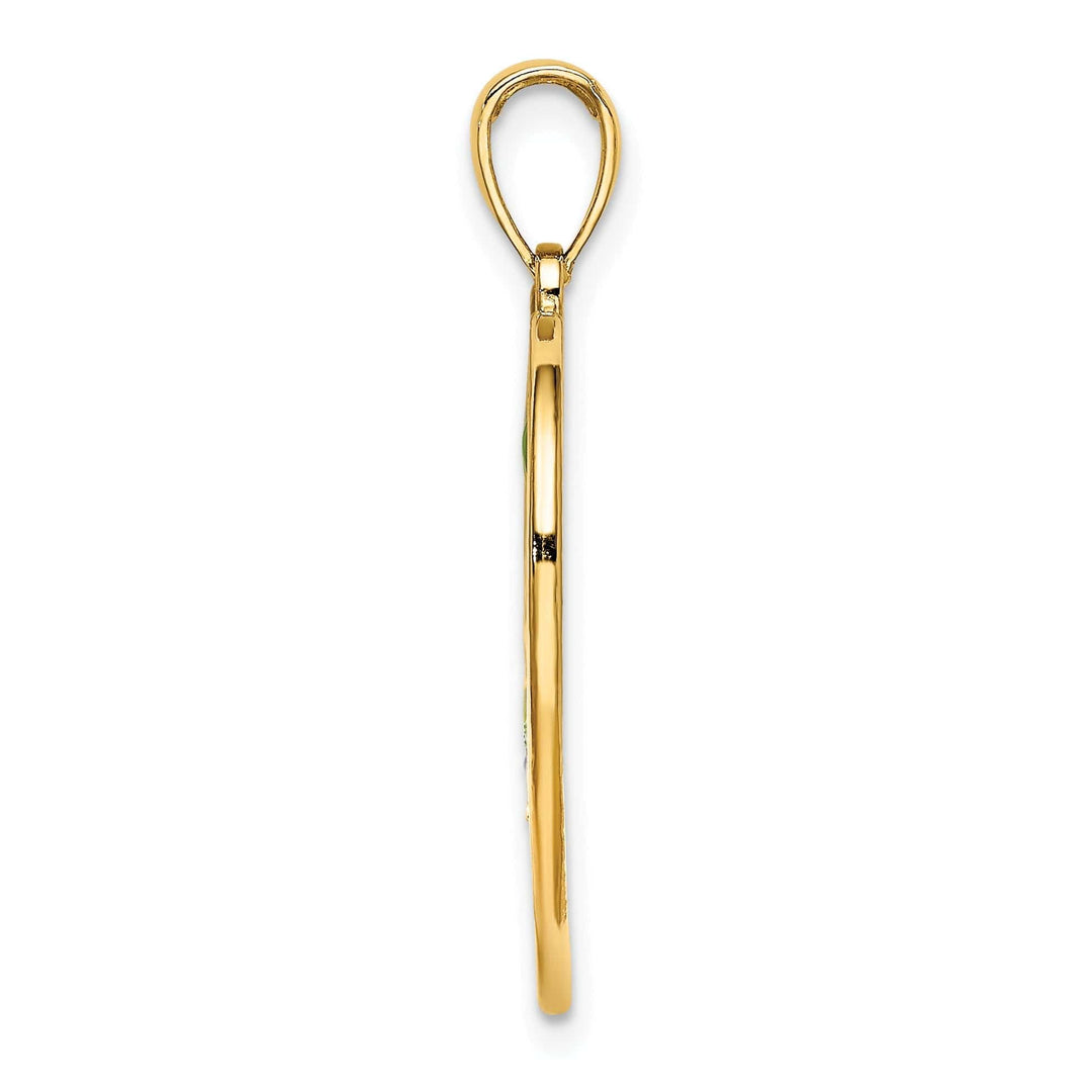 Lovely Rita's Pendants & Charms 14k Yellow Gold Casted Solid Multi-colored Enamel Polished Finish Dolphins In Heart Charm Pendant