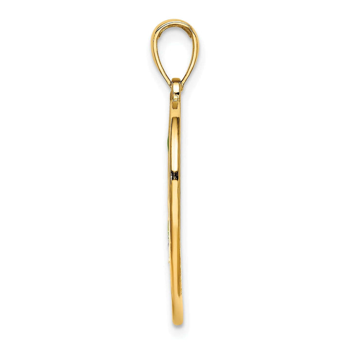 Lovely Rita's Pendants & Charms 14k Yellow Gold Casted Solid Multi-colored Enamel Polished Finish Dolphins In Heart Charm Pendant