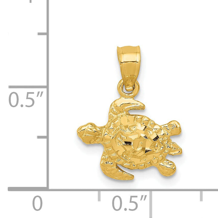 Lovely Rita's Pendants & Charms 14k Yellow Gold Casted Solid Open Back Diamond-cut Polished Finish Turtle Charm Pendant