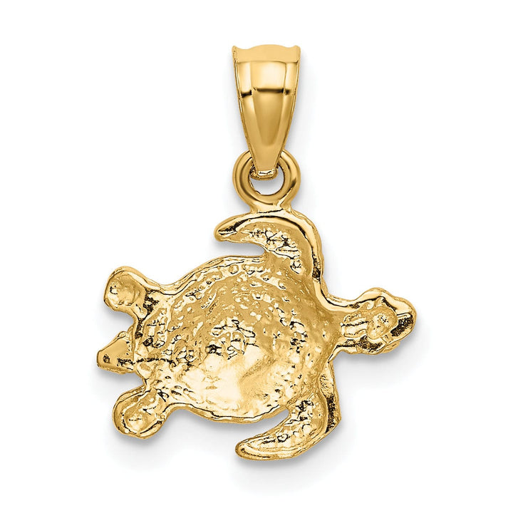 Lovely Rita's Pendants & Charms 14k Yellow Gold Casted Solid Open Back Diamond-cut Polished Finish Turtle Charm Pendant