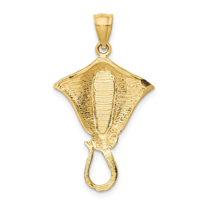 Lovely Rita's Pendants & Charms 14k Yellow Gold Casted Solid Open Back Polished Finish Created Blue Opal Stingray Charm Pendant
