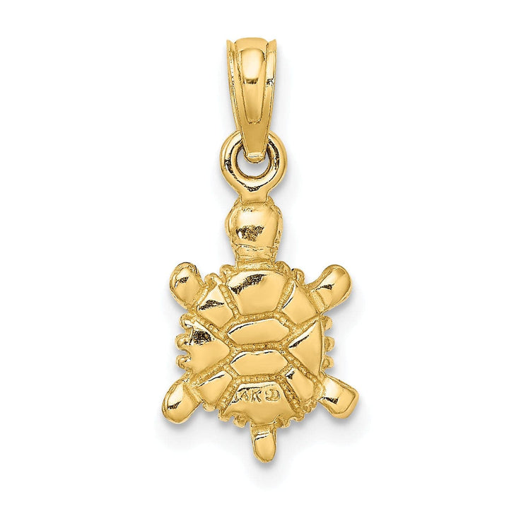 Lovely Rita's Pendants & Charms 14k Yellow Gold  Casted Solid Polished 3D Brown Enamel Tortoise Charm Pendant