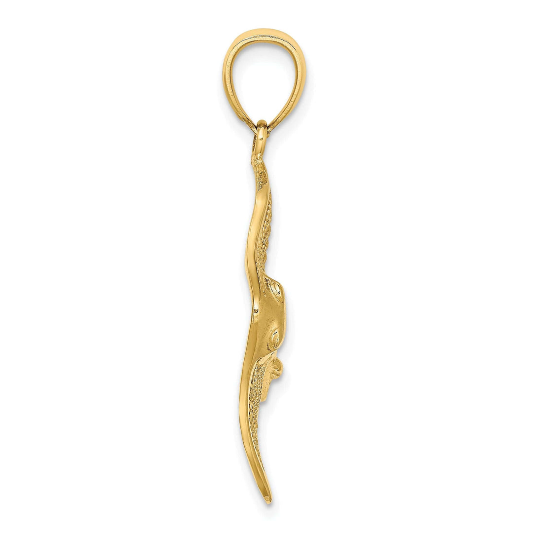 Lovely Rita's Pendants & Charms 14K Yellow Gold Casted Solid Polished and Cut-Out Textured Finish Accent Stingray Charm Pendant