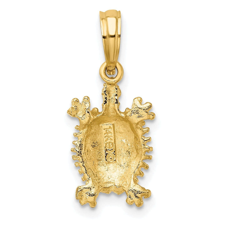 Lovely Rita's Pendants & Charms 14k Yellow Gold Casted Solid Polished and Textured Finish Land Turtle Charm Pendant