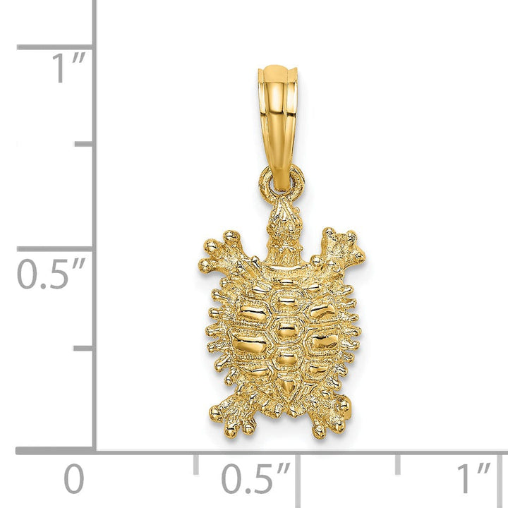 Lovely Rita's Pendants & Charms 14k Yellow Gold Casted Solid Polished and Textured Finish Land Turtle Charm Pendant
