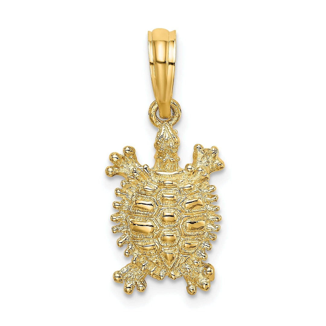 Lovely Rita's Pendants & Charms 14k Yellow Gold Casted Solid Polished and Textured Finish Land Turtle Charm Pendant