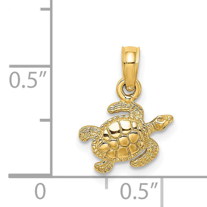 Lovely Rita's Pendants & Charms 14k Yellow Gold Casted Solid Polished and Textured Finish Sea Turtle Charm Pendant