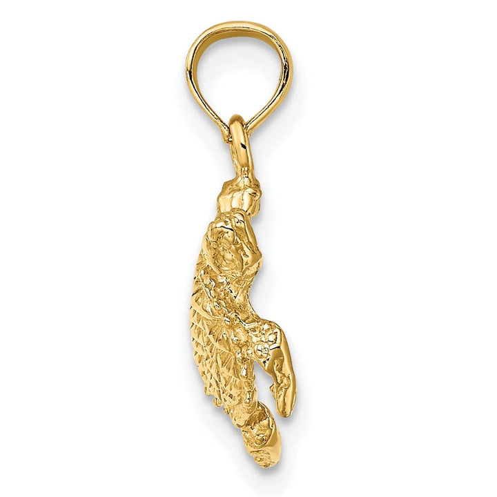 Lovely Rita's Pendants & Charms 14k Yellow Gold Casted Solid Polished and Textured Finish Sea Turtle with Tail Charm Pendant