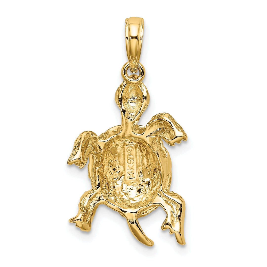 Lovely Rita's Pendants & Charms 14k Yellow Gold Casted Solid Polished and Textured Finish Turtle Charm Pendant