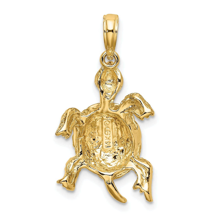 Lovely Rita's Pendants & Charms 14k Yellow Gold Casted Solid Polished and Textured Finish Turtle Charm Pendant