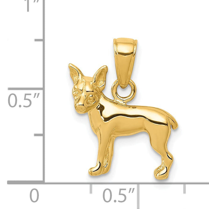 Lovely Rita's Pendants & Charms 14k Yellow Gold Casted Solid Polished Finish Chihuahua Dog Charm Pendant