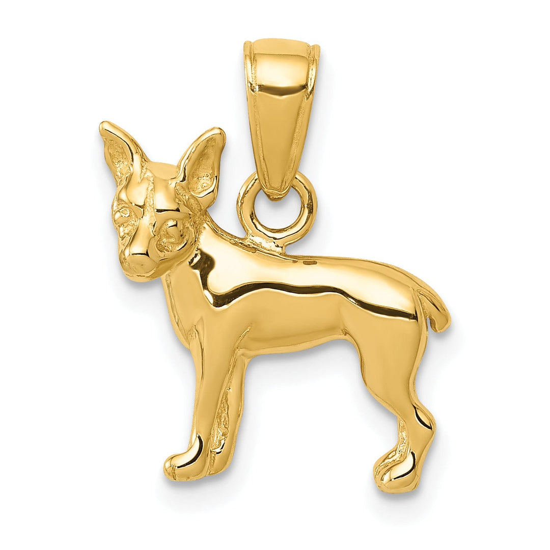 Lovely Rita's Pendants & Charms 14k Yellow Gold Casted Solid Polished Finish Chihuahua Dog Charm Pendant
