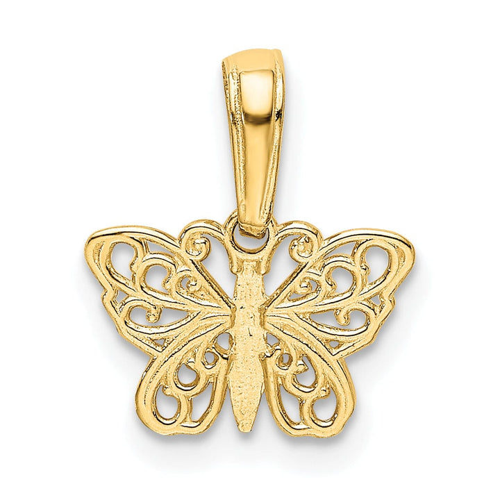 Lovely Rita's Pendants & Charms 14k Yellow Gold Casted Solid Polished Finish Filigree Butterfly Charm Pendant