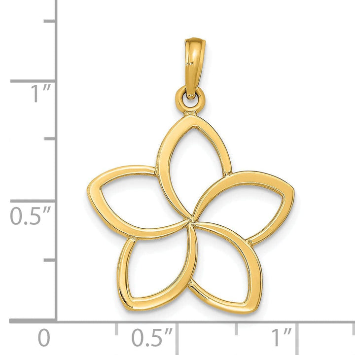 Lovely Rita's Pendants & Charms 14k Yellow Gold Casted Solid Polished Finish Flat Back Cut Out Flower Charm Pendant
