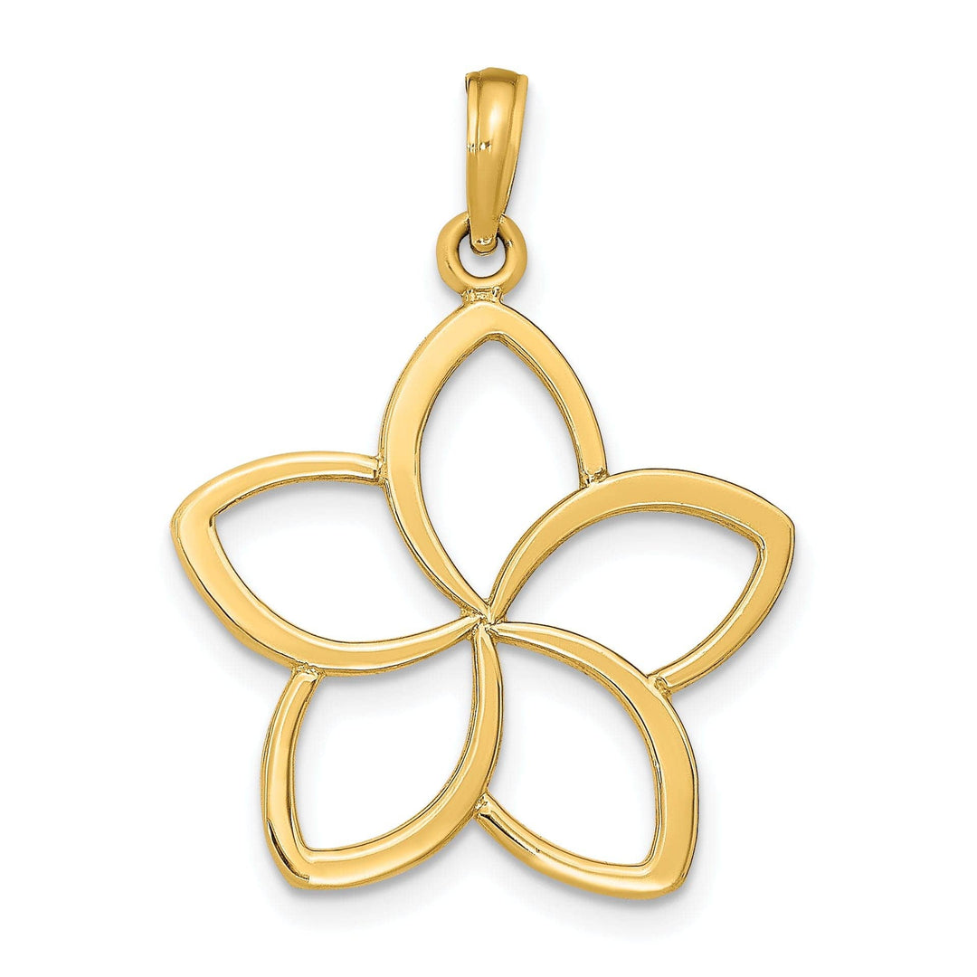 Lovely Rita's Pendants & Charms 14k Yellow Gold Casted Solid Polished Finish Flat Back Cut Out Flower Charm Pendant