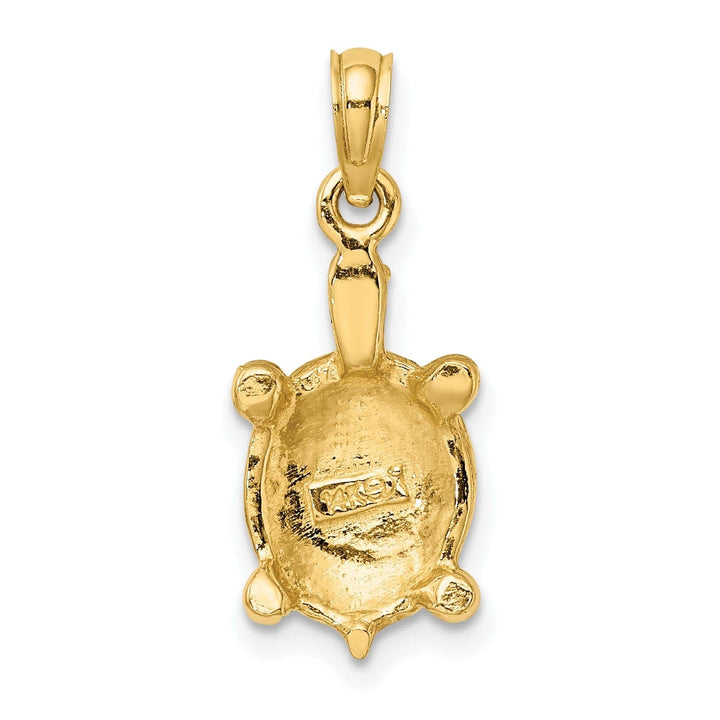 Lovely Rita's Pendants & Charms 14k Yellow Gold Casted Solid Polished Finish Green Enamel Tortoise Charm Pendant
