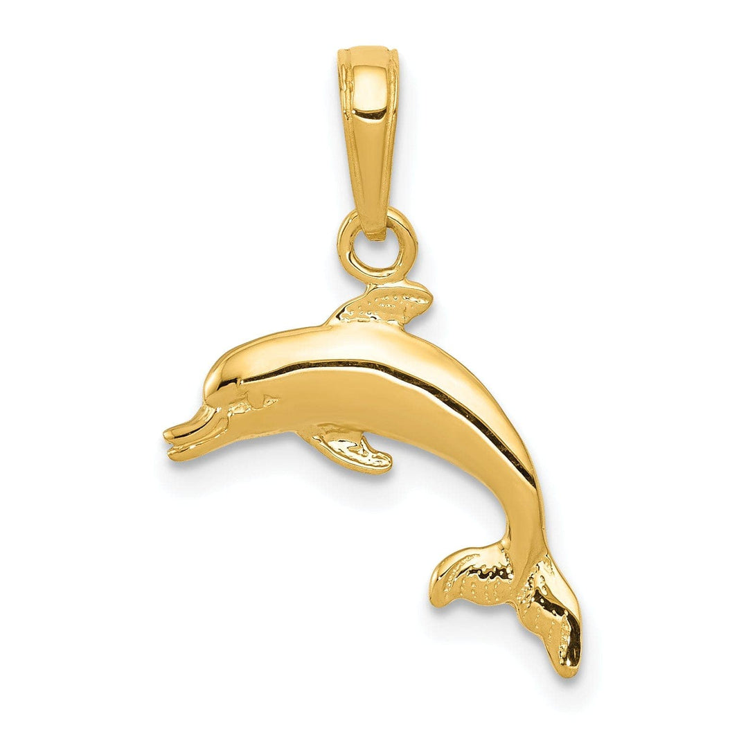 Lovely Rita's Pendants & Charms 14k Yellow Gold Casted Solid Polished Finish Jumping Design Dolphin Charm Pendant